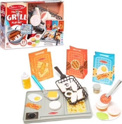Melissa & Doug Flip & Fry grillkészlet színt változtató ételekkel, 27 darabos
