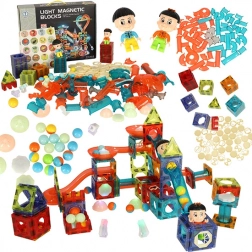 Mágneses építőkockák világító golyópályával – 202