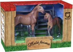 Ló és karám készlet - barna fehér folttal