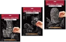 ARTLOVER kaparós kép, ezüst – macska kiscicákkal 20 × 25 cm