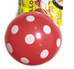 Piros latex lufik pöttyökkel, 12 hüvelyk