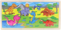 Fából készült dinoszaurusz puzzle, 96 darab
