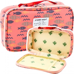 Iskolai tolltartó rózsaszín hal mintával