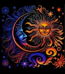 Gyémántfestés Nap és Hold 30x40 cm