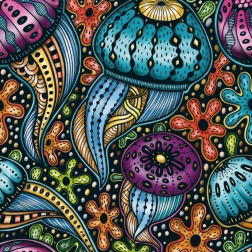 Négyzet alakú Q Life puzzle Színes medúzák 72 darab