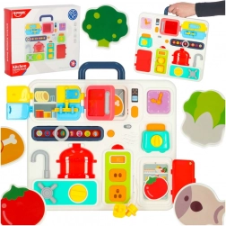 Montessori manipulációs tábla konyhai elemekkel és oktató órával