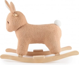 Bieco hintázó nyuszi Fine buklé huzattal, fa talpfákon