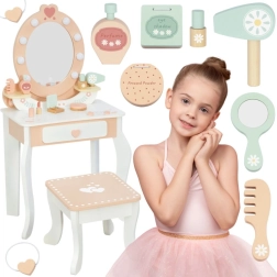fa toalettasztal LED-es tükörrel és székkel TOOKY TOY