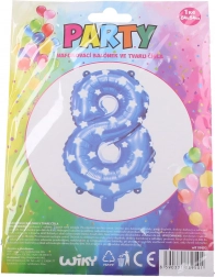 Kék felfújható 8-as számú lufi csillagmintával