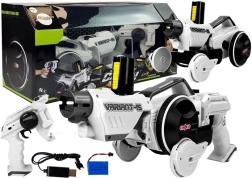 Fegyver és autó 2 az 1-ben távirányítással, habkorongokkal, fehér 2.4G