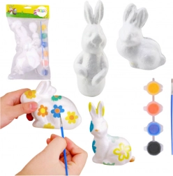 Polisztirol díszek festőkészlete 4 nyúllal, festékekkel és ecsettel