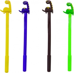 Dínó golyóstoll kupakkal fekete heggyel, barna-sárga mix, 0,5 mm