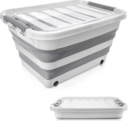 Összecsukható, kerekes tárolódoboz 30 l, átlátszó fedéllel KEMP
