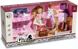 Játékkészlet babával, lovacskával és kiscicákkal