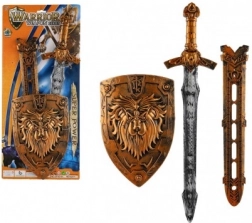 Gyerek lovagi kard pajzzsal és tokban, 55 cm