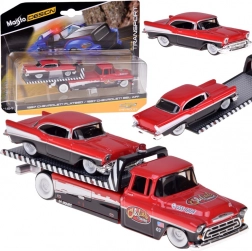 Maisto fém készlet 1:64 – CHEVROLET Flatbed 1957 vontató és CHEVROLET Bel Air