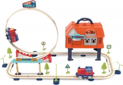 Vasútépítő készlet bőröndben, 69 darab