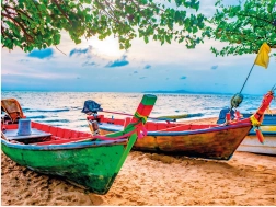 Színes hajók a parton puzzle, 2000 darab