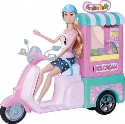 Fagylaltárus baba 30 cm robogóval