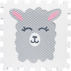 Habos kirakós szőnyeg lámamintával – fehér