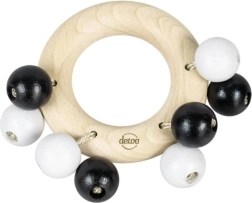 Detoa fa csörgő gyűrű golyócskákkal – fekete-fehér