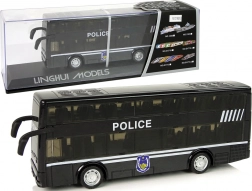 Kétszintes rendőrségi busz súrlódásos meghajtással, fénnyel és hanggal