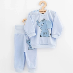 Gyerek szett póló és melegítőnadrág New Baby Happy Elephant kék 80 (9–12 hó)