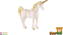 Fehér-arany műanyag egyszarvú, 16 cm