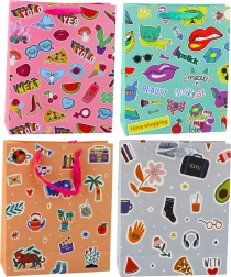 Ajándéktáska színes matricákkal 32 × 26 × 12 cm