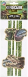 Papír szívószálak dinoszaurusz mintával, 6 db