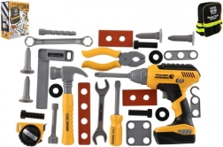 Műanyag szerszámkészlet akkumulátoros fúróval és hátizsákkal