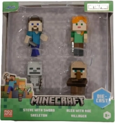 Minecraft fém figurák 6 cm, 4 darabos készlet