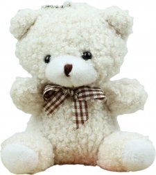 Fehér plüss maci kulcstartó 8 cm