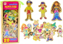 Fa mágneses figurák színes jelmezekben, 20 db