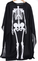 Gyerek fekete köpeny csontváz mintával
