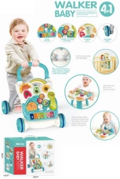 toló járássegítő házikó zongorával 4 az 1-ben kék