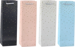 Papír dísztáska palackhoz arany pöttyökkel 35 x 12 x 9 cm