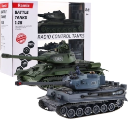 Távirányítós T–34 és Tiger tankok 1:28 méretarányban – harci készlet 2,4 GHz