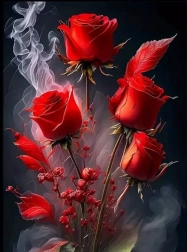 Gyémántszemes festés füstben úszó rózsavirágok 30 × 40 cm