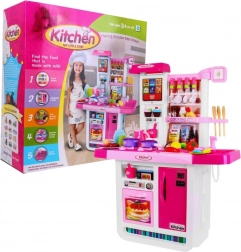 Interaktív gyerek konyha 3+ folyó vizes csappal, fényekkel és hangokkal – Rózsaszín