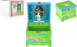 Zenei egyszarvús fa ékszerdoboz, zöld