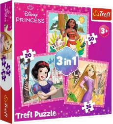 Puzzle 3 az 1-ben – gyönyörű virágok – DISNEY PRINCESS Trefl