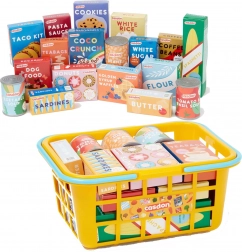 Sárga CASDON bevásárlókosár élelmiszerekkel, 3+ éves gyerekeknek