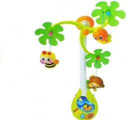 HOLA zenélő kiságyforgó zeneegységgel és csörgőkkel