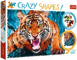 Puzzle Crazy Shapes 600 darabos Szembesítés Tigrissel Trefl