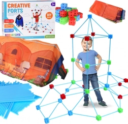 Nagy építőkészlet szerkezeti szívószálakból 89 db fedővászonnal és zsákkal