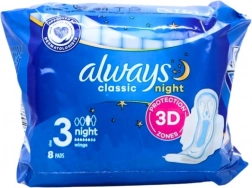 Always Classic Night éjszakai higiéniai betétek szárnyakkal 8 db