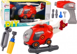 Csavarozható, szerelhető helikopter gyerekeknek – piros