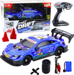 RC versenyautó drifteléshez kék 30 km/h 1:16