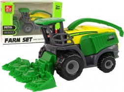 Zöld kisméretű mezőgazdasági kombájn – játék